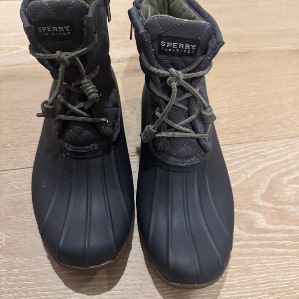 Sperry Saltwater Charcoal Quilted Duck Boots